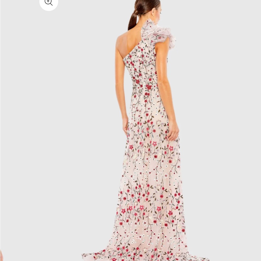 Pink Embellished Ruffled One Shoulder A Line Gown